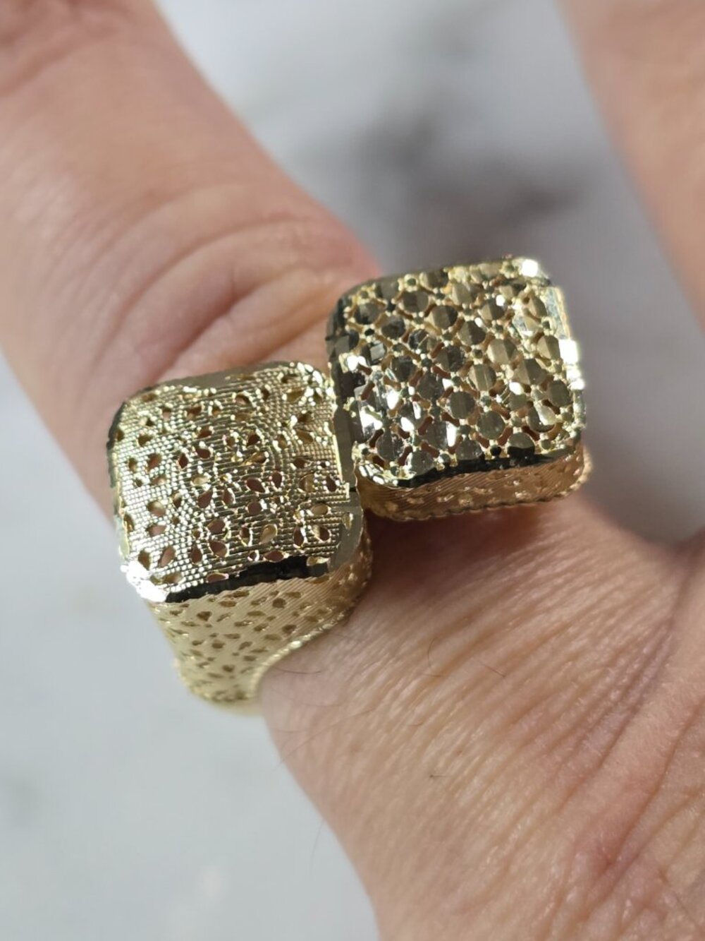 Womens 10K Yellow Gold Modernist Filigree Ring 2.9g E7945 - Picture 6 of 6